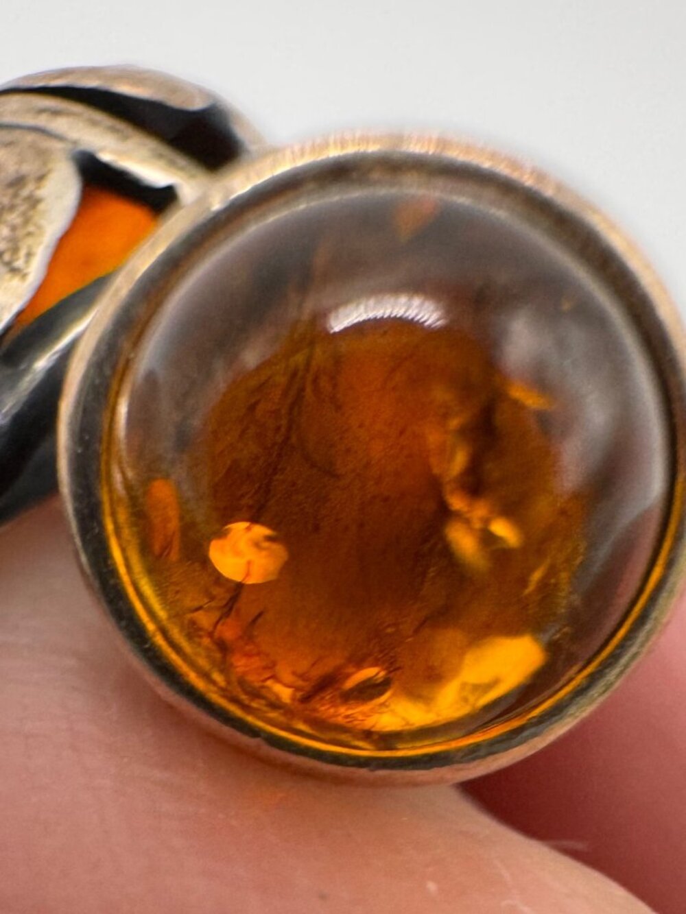 925 Sterling Silver Amber Wrap Ring A.D Signed Size 7.25 Artisan - Picture 10 of 12